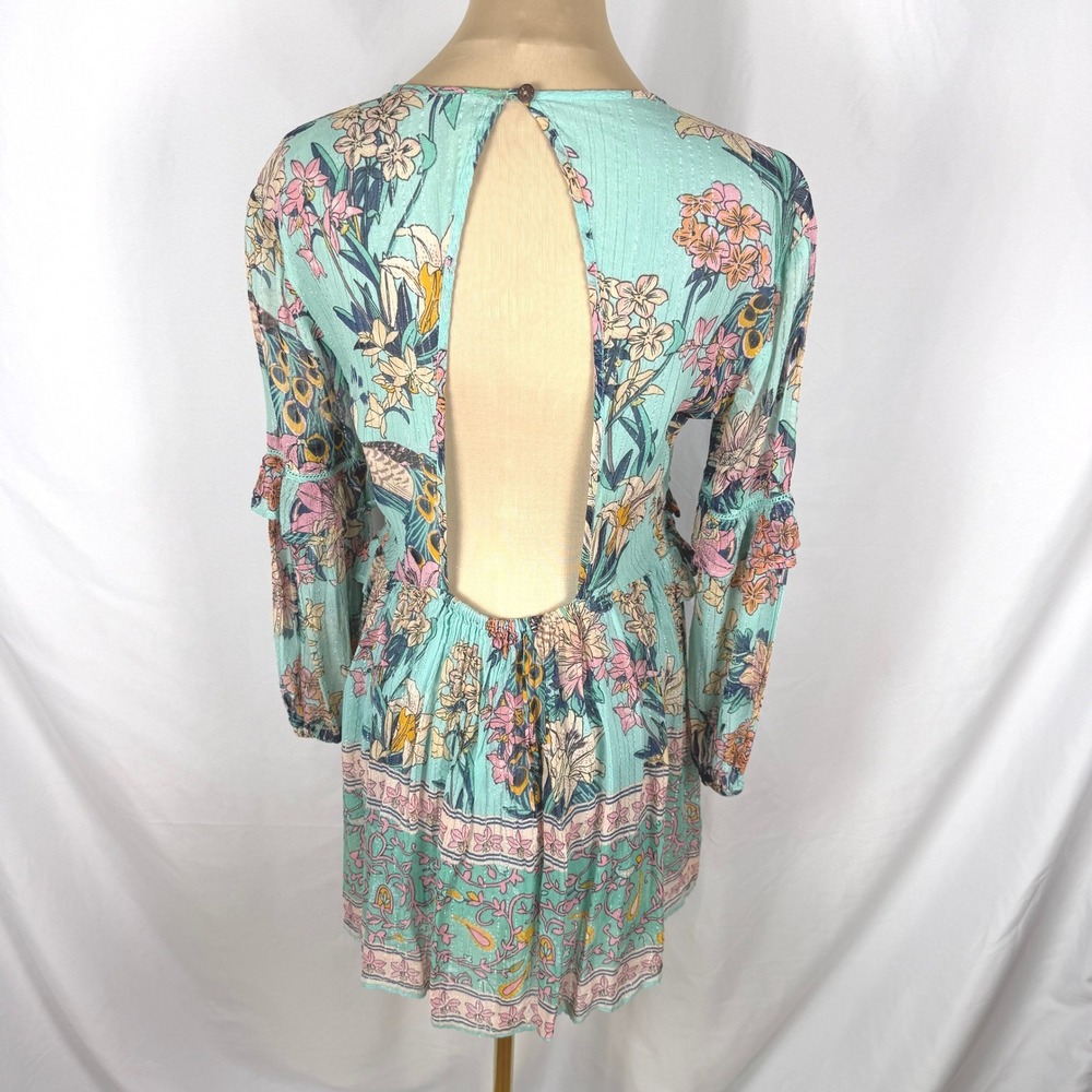 Raga Anthropologie "Botanic Enchantment" Lurex Open Back Mini Dress - Size Small - Picture 5 of 11